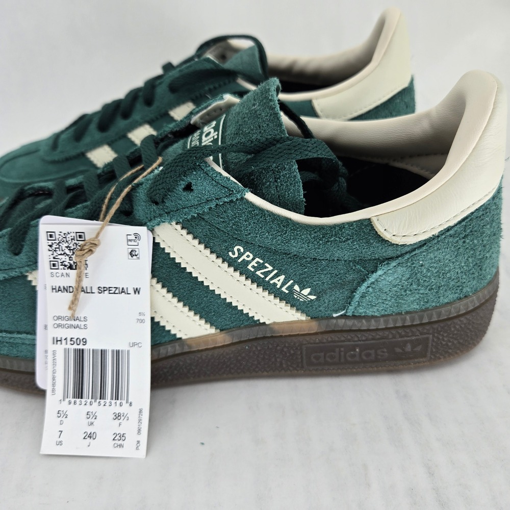 Adidas Handball Spezial W Collegiate Green Cream White Suede IH1509 Womens 7 - Picture 10 of 14